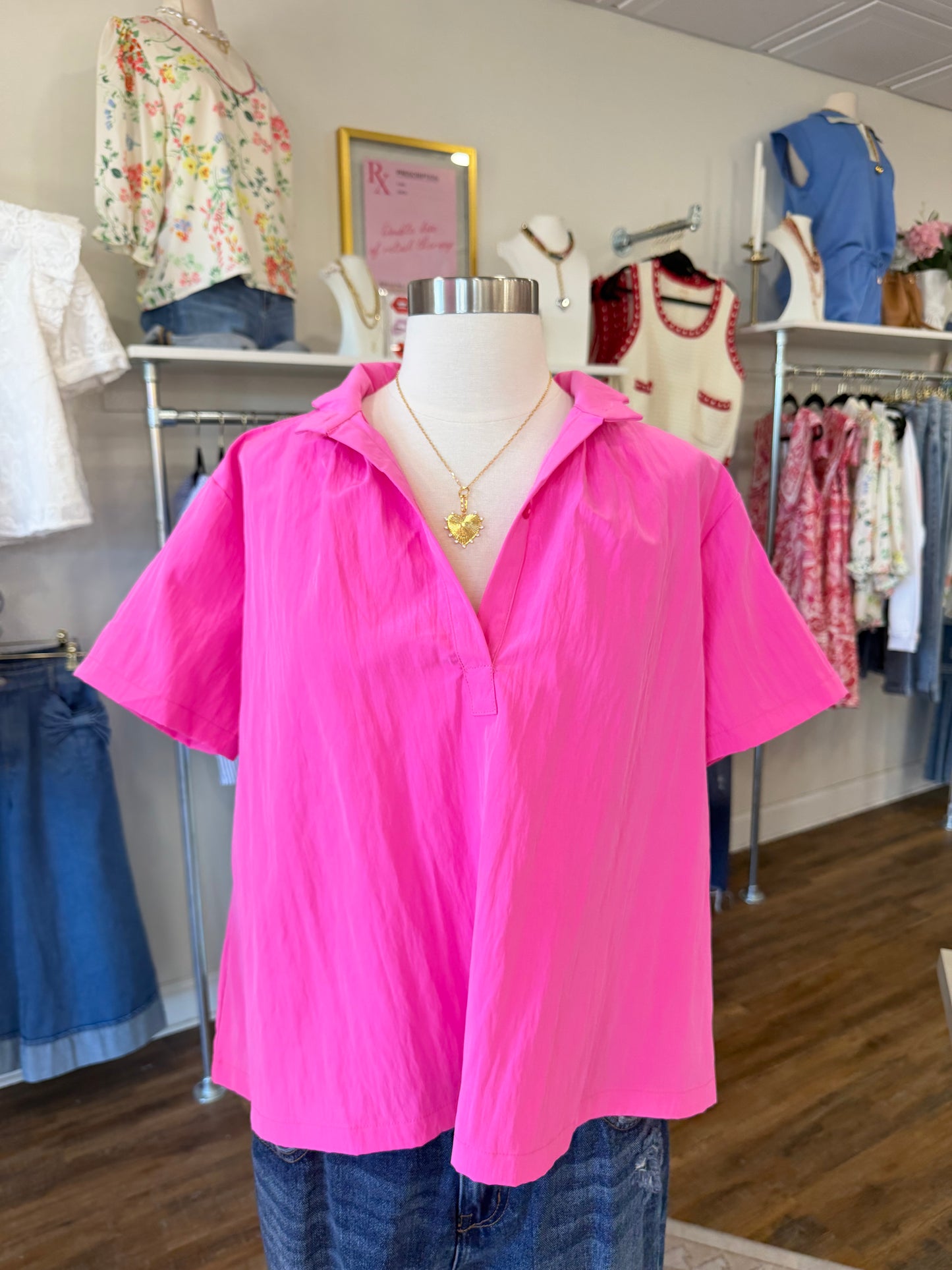 Glam- Collar Short Sleeves Top