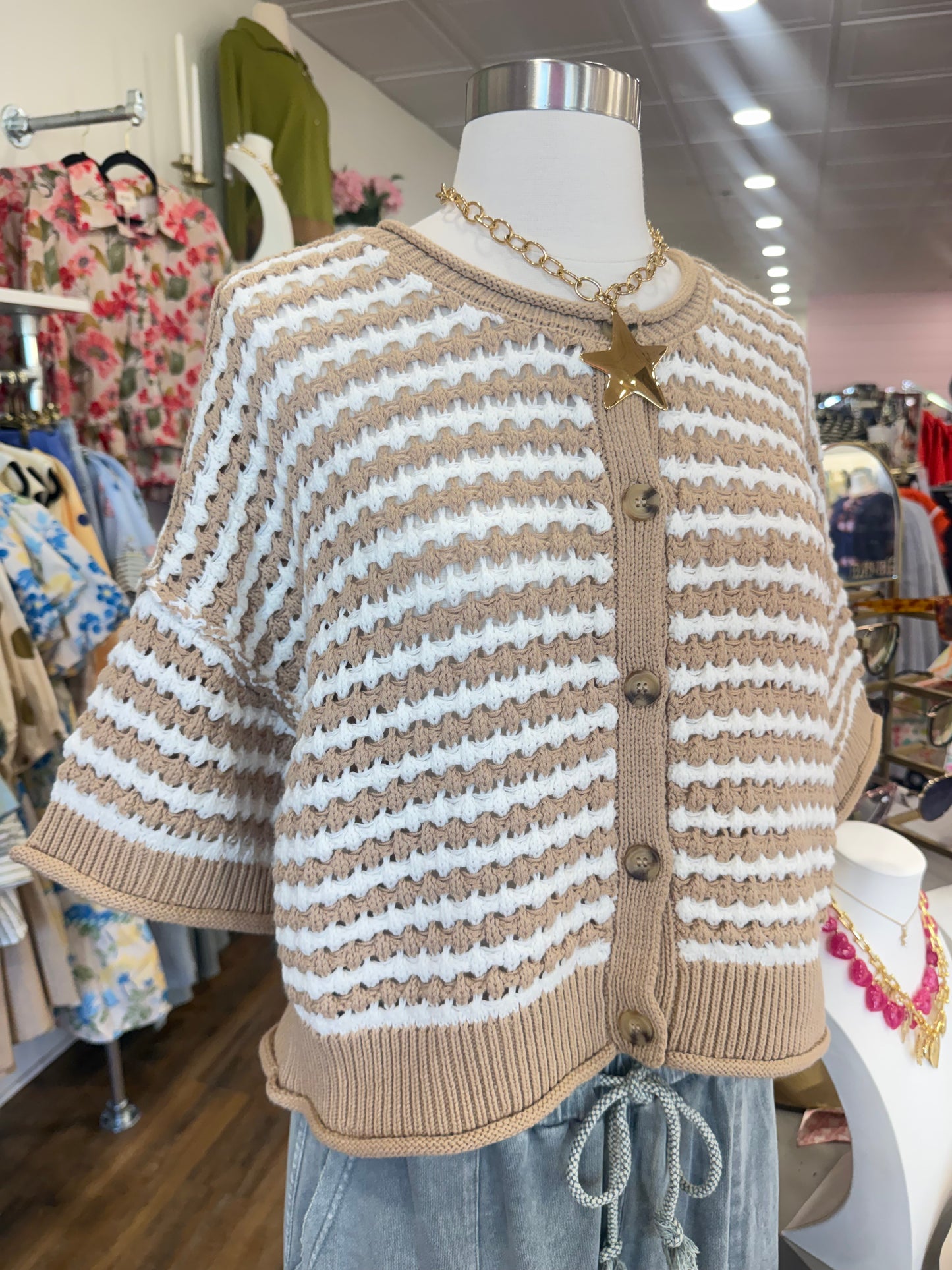 BP- Khaki Stripe Sweater Top