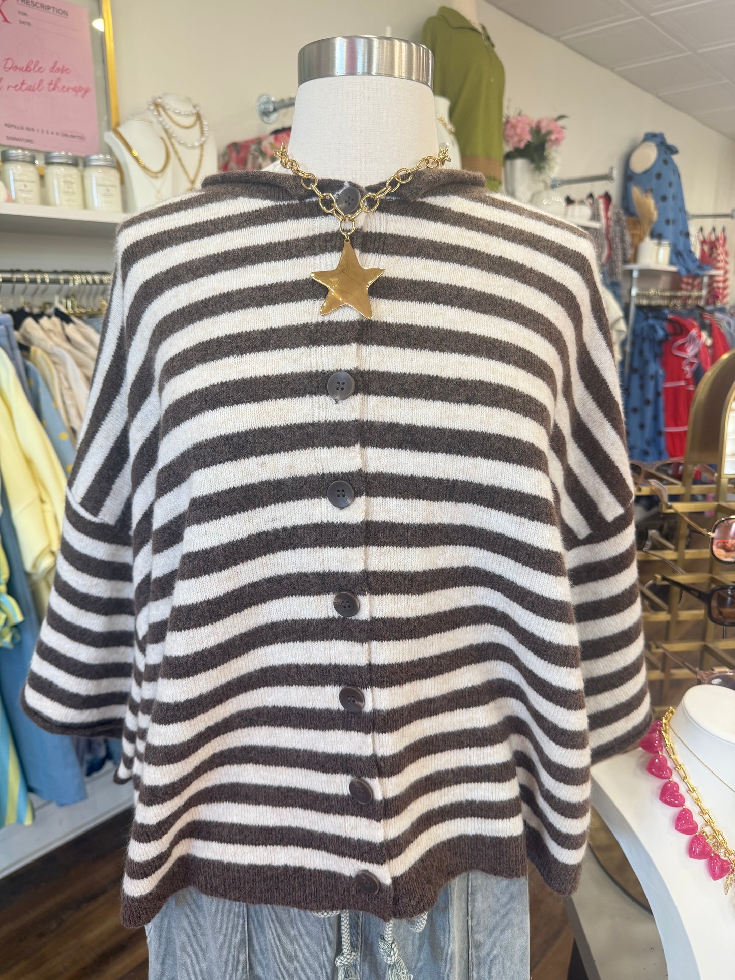 BP- Chocolate Brown Stripe Cardigan