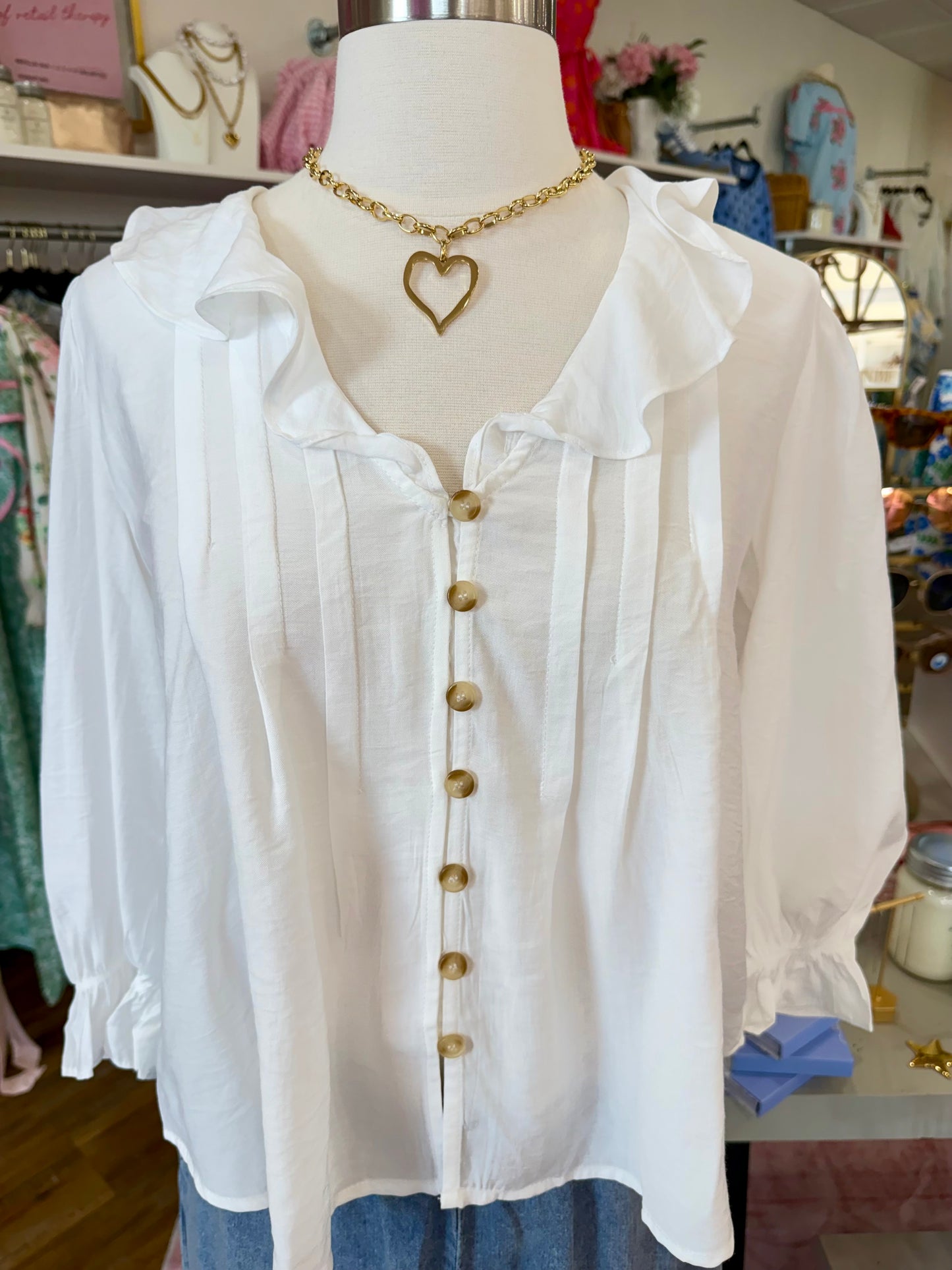 BP- Off White Ruffle Top