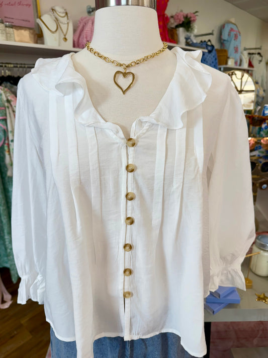 BP- Off White Ruffle Top