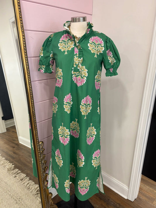 TCEC- Green Button Down Midi Dress