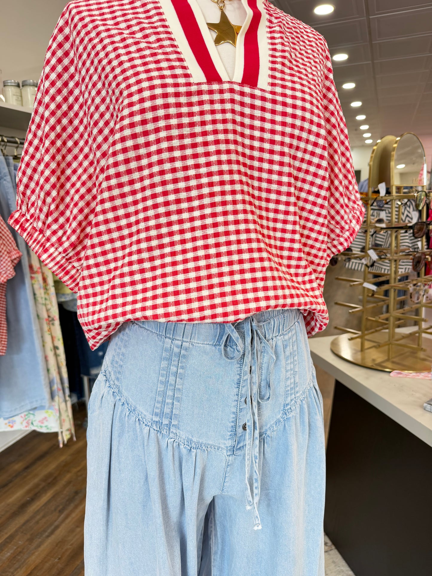 Doe and Rae- Denim Wide Leg Pants with buttons