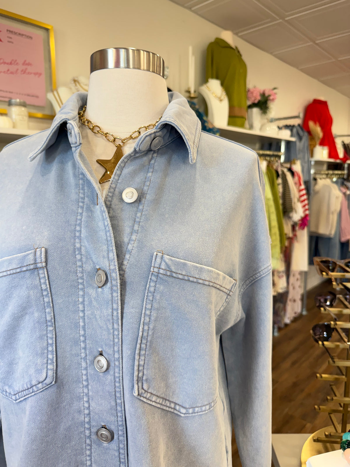 BP- Light Blue Acid Wash Shacket