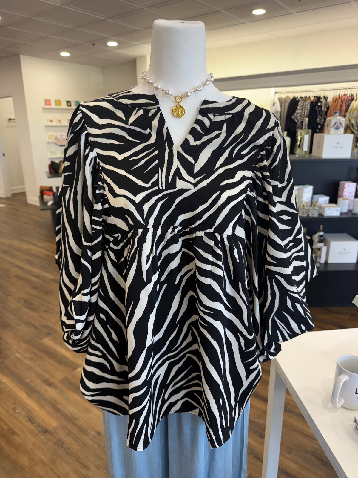 Oddi- Plus Zebra V-neck Top