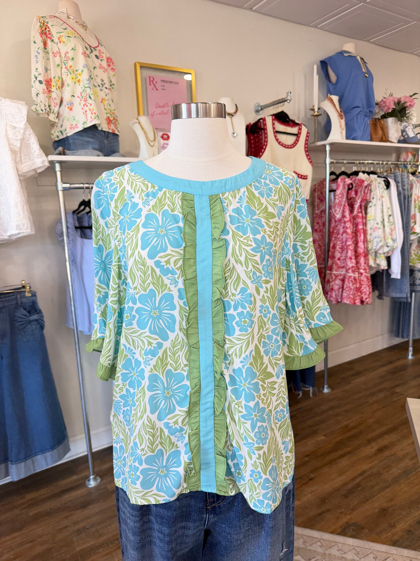 LAS Floral Ruffled Blouse