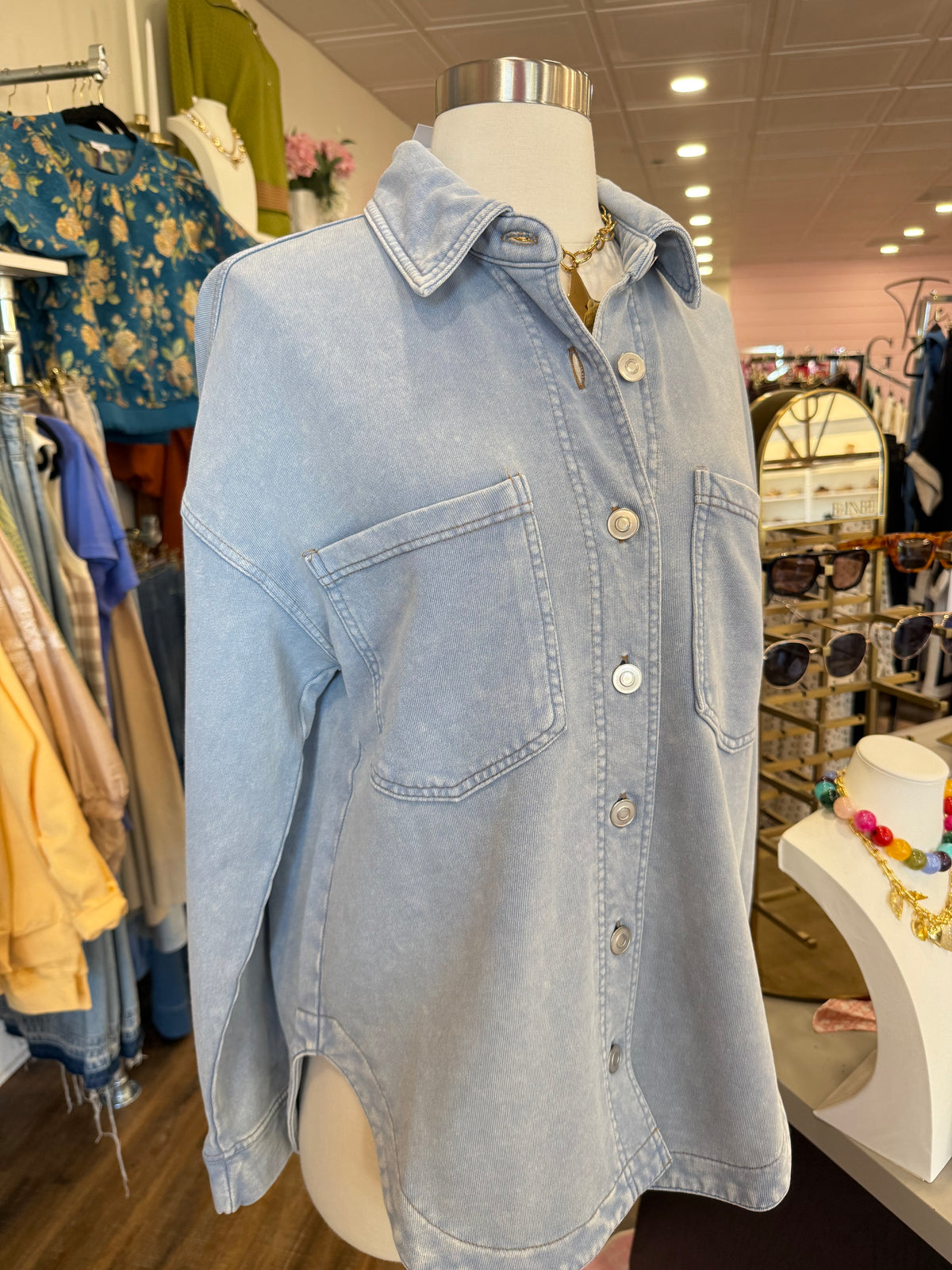 BP- Light Blue Acid Wash Shacket