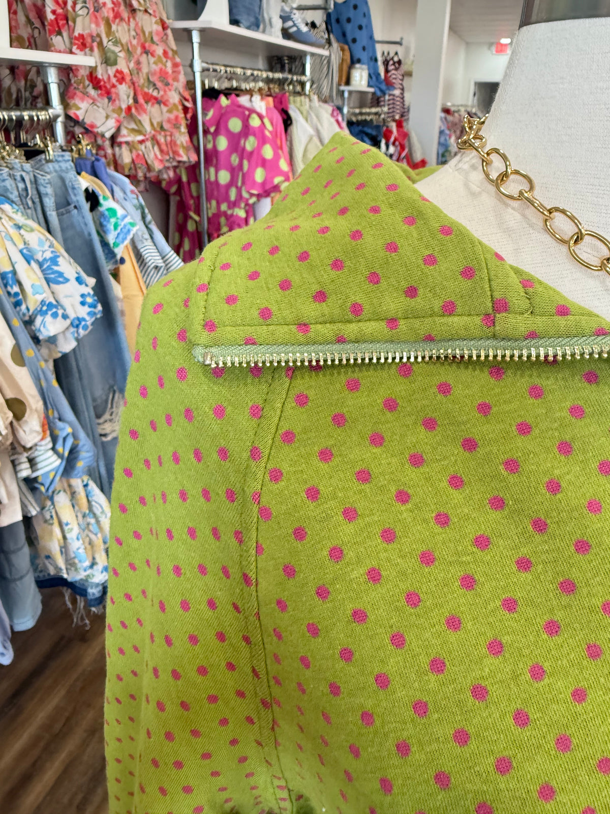 Umgee- Olive + Fuchsia Polka Dot Set