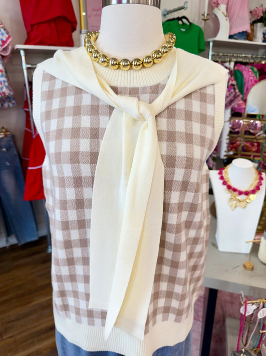 LAS- Plaid Sweater Tank Top