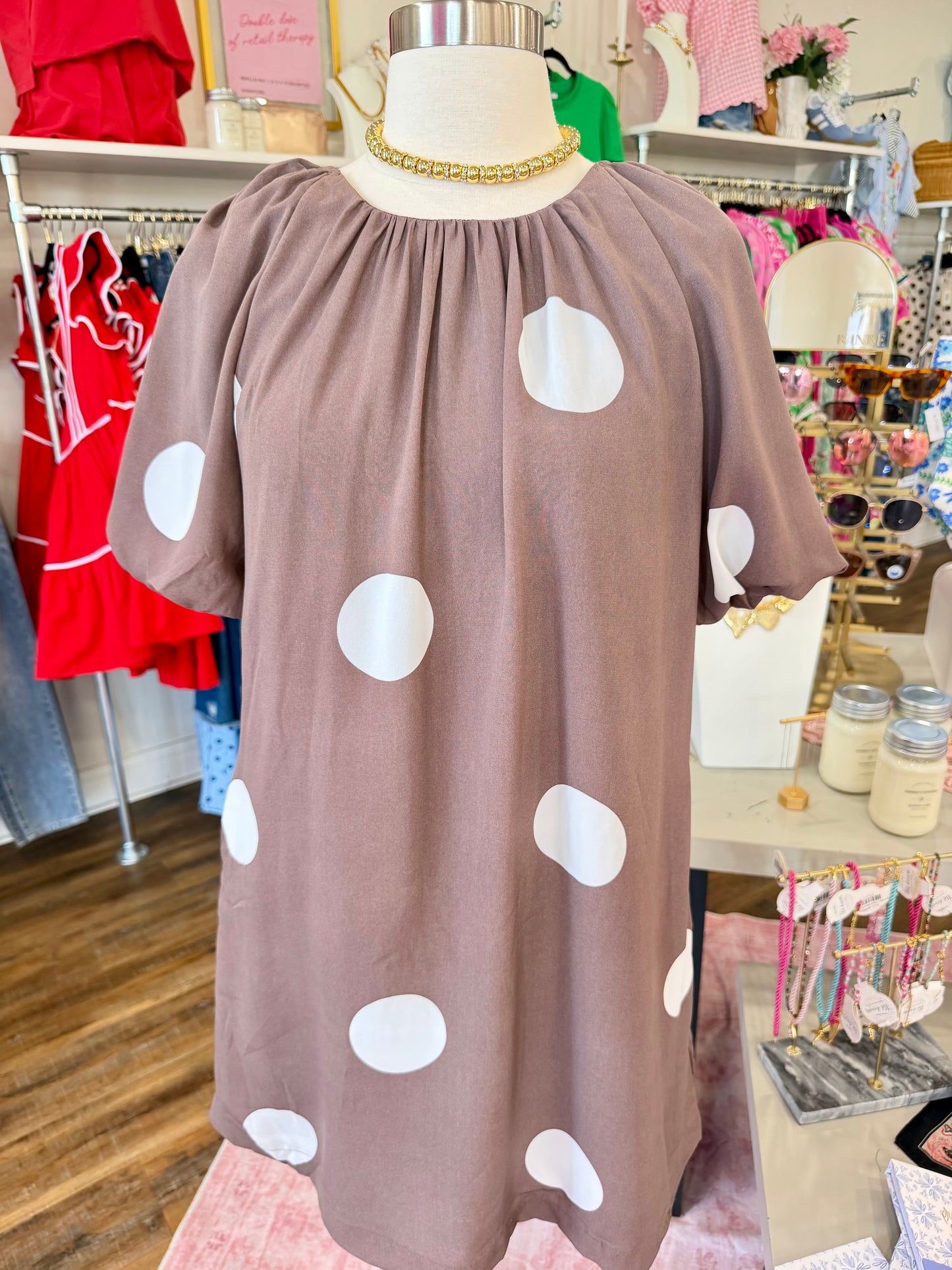 LAS- Brown Polka Dot Dress