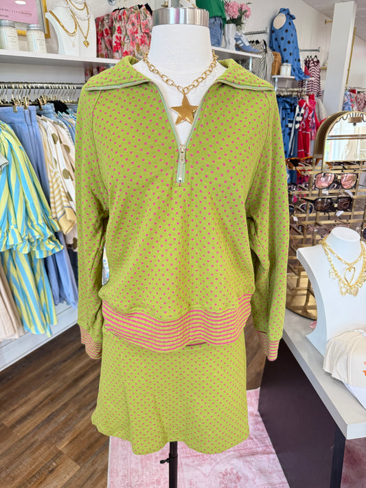 Umgee- Olive + Fuchsia Polka Dot Set