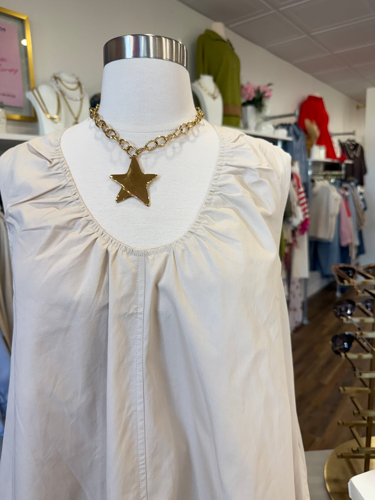 BP- Khaki Sleeveless Mini Dress