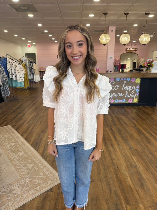 JODIFL Off White Floral Top