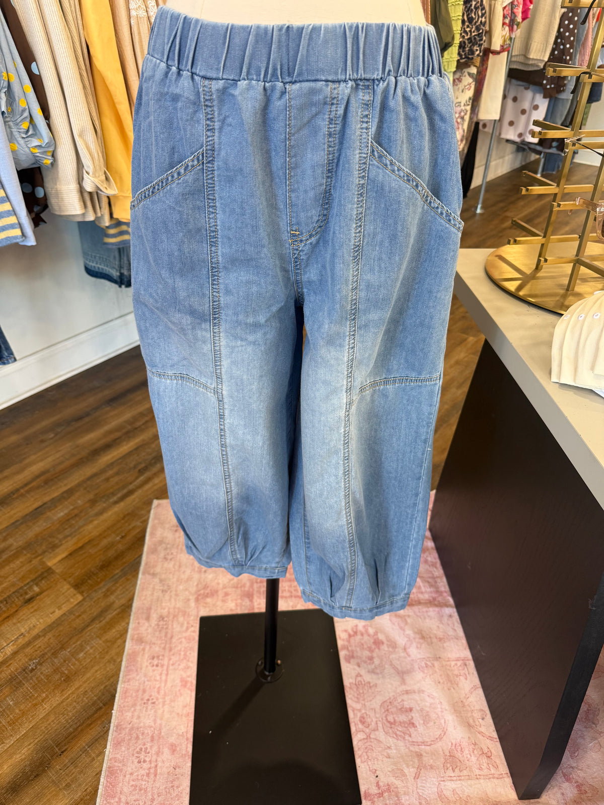 ES- Super Soft Washed Denim Barrel Jeans
