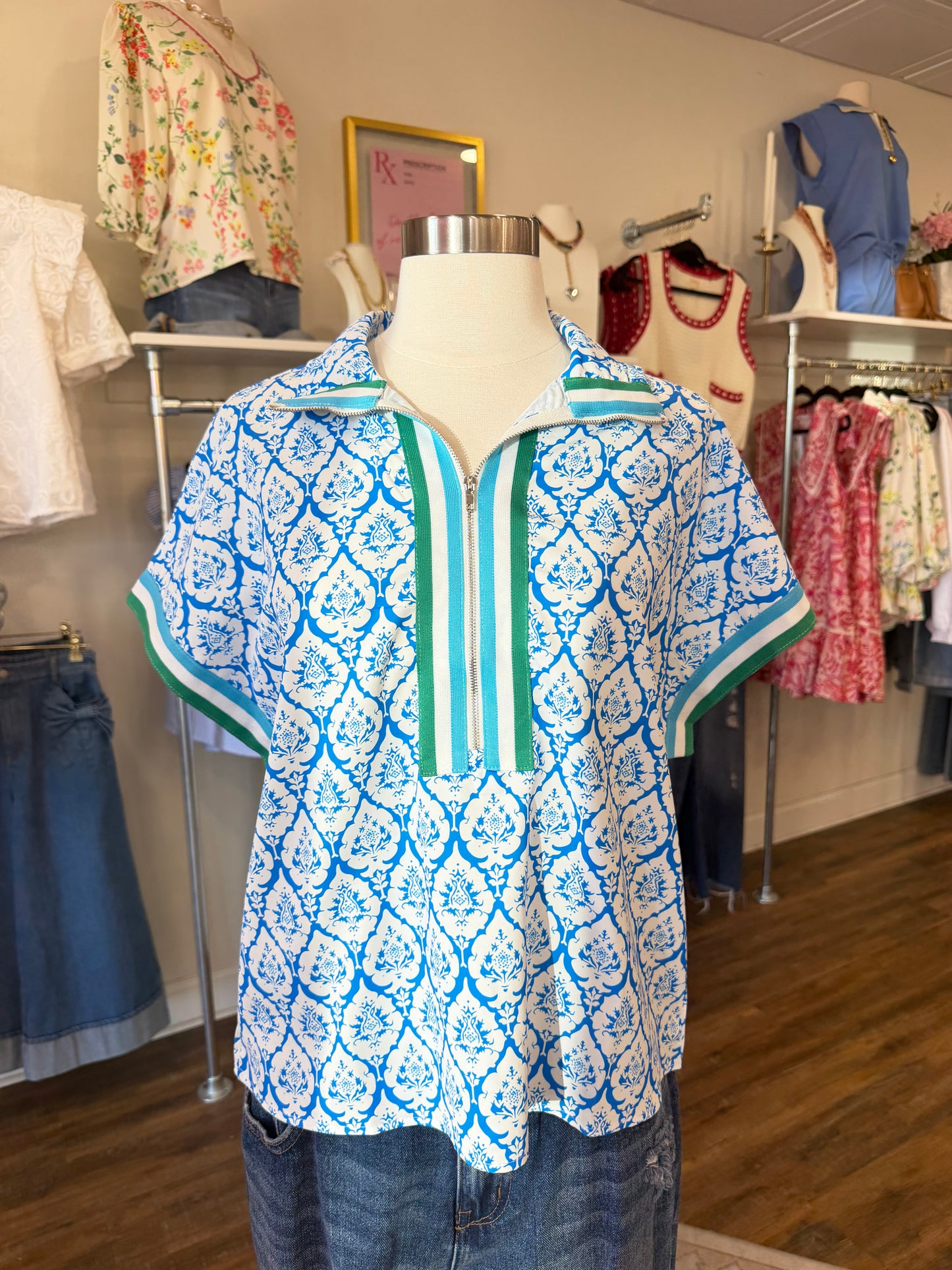 LDC- Colorblock Short Sleeve Blouse