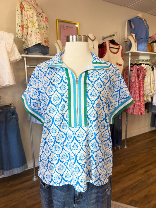 LDC- Colorblock Short Sleeve Blouse