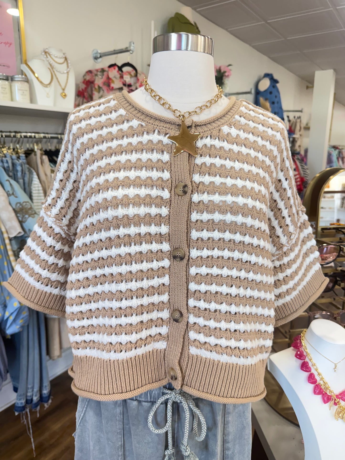 BP- Khaki Stripe Sweater Top