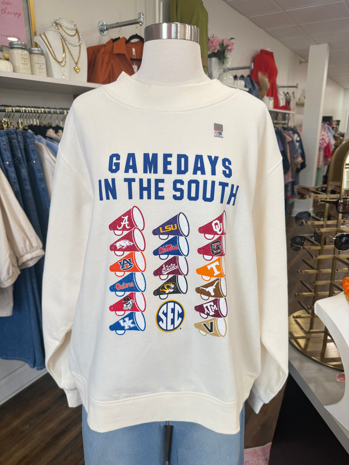CS- White SEC Megaphone Mockneck