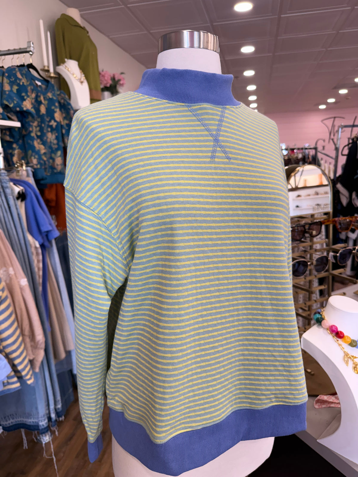 Umgee- Reversible Stripe & Polka Dot Pullover