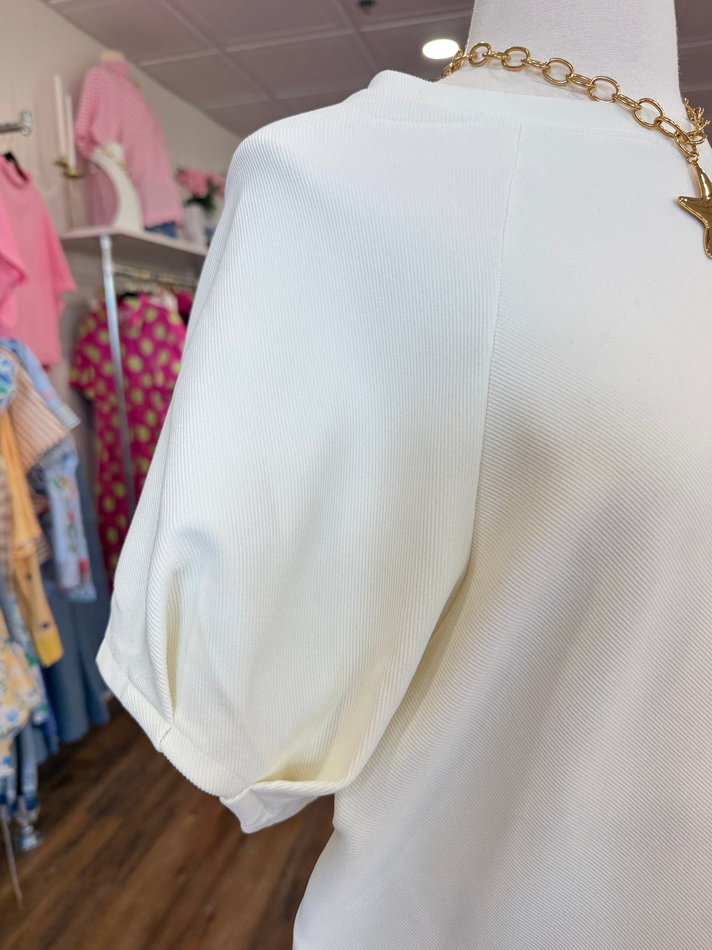 Glam- Ivory Puff Pullover Top