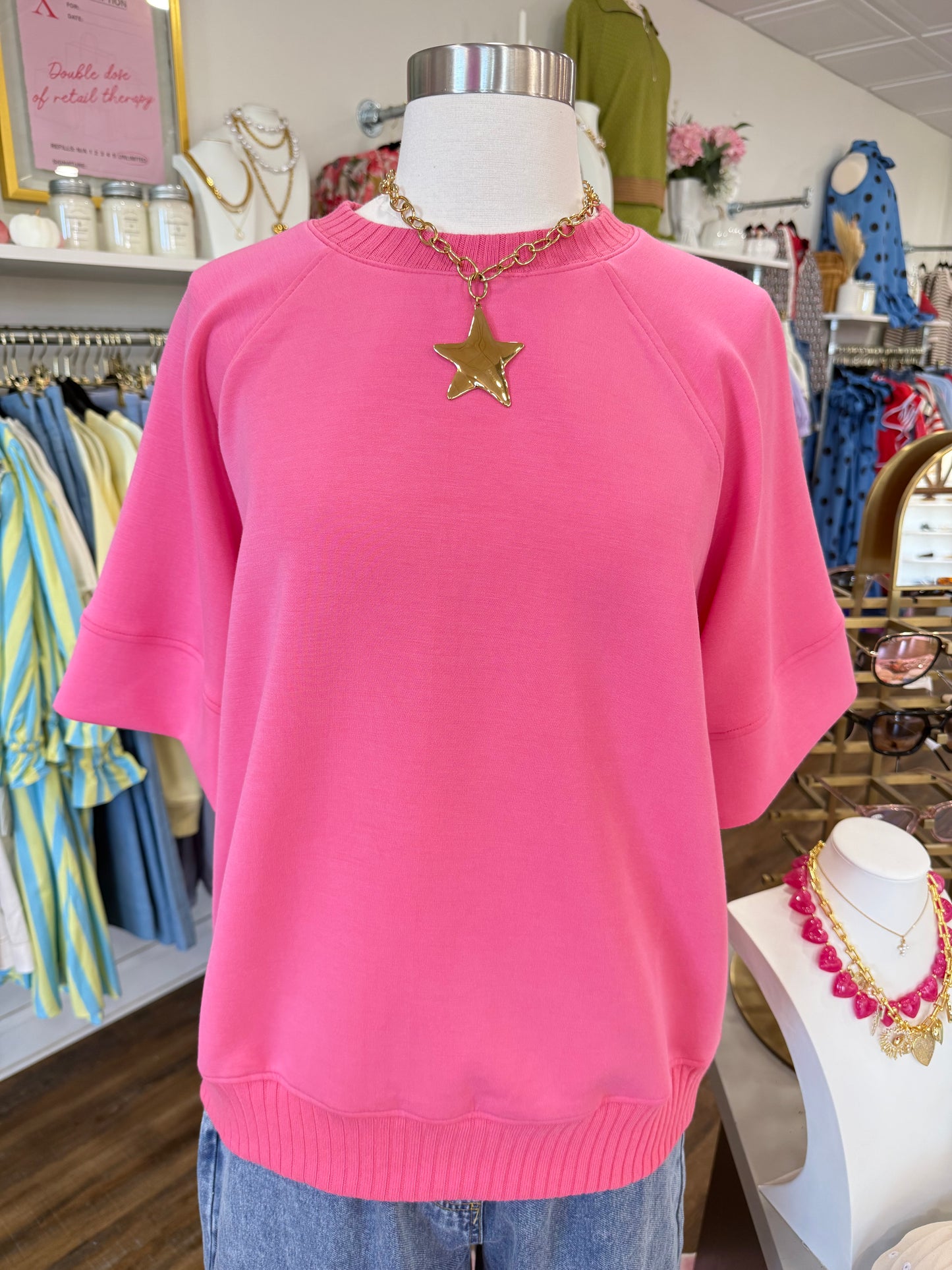 RM- Bright Pink Scuba Top