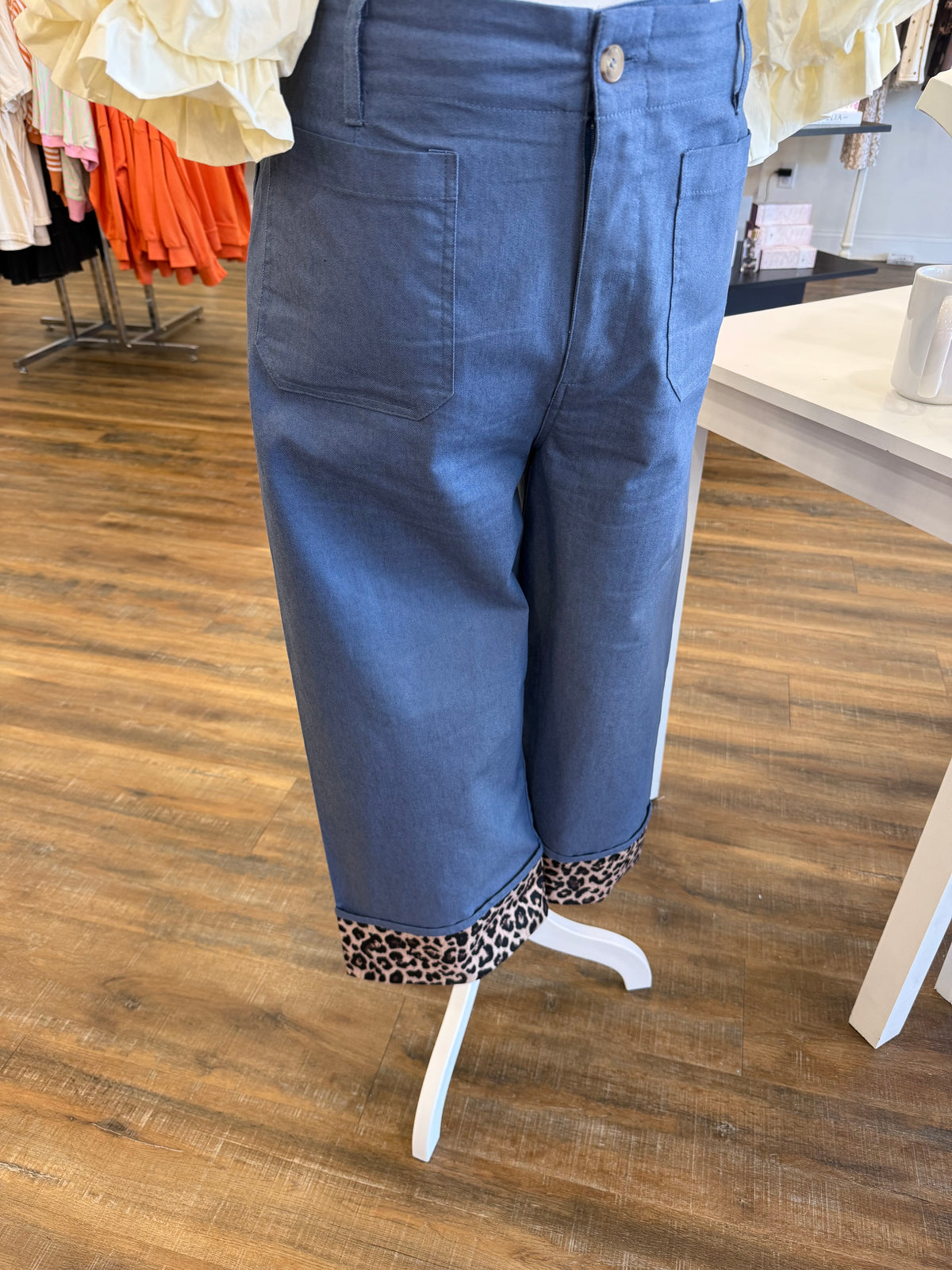 GI- Plus Denim Leopard Cuff Pants
