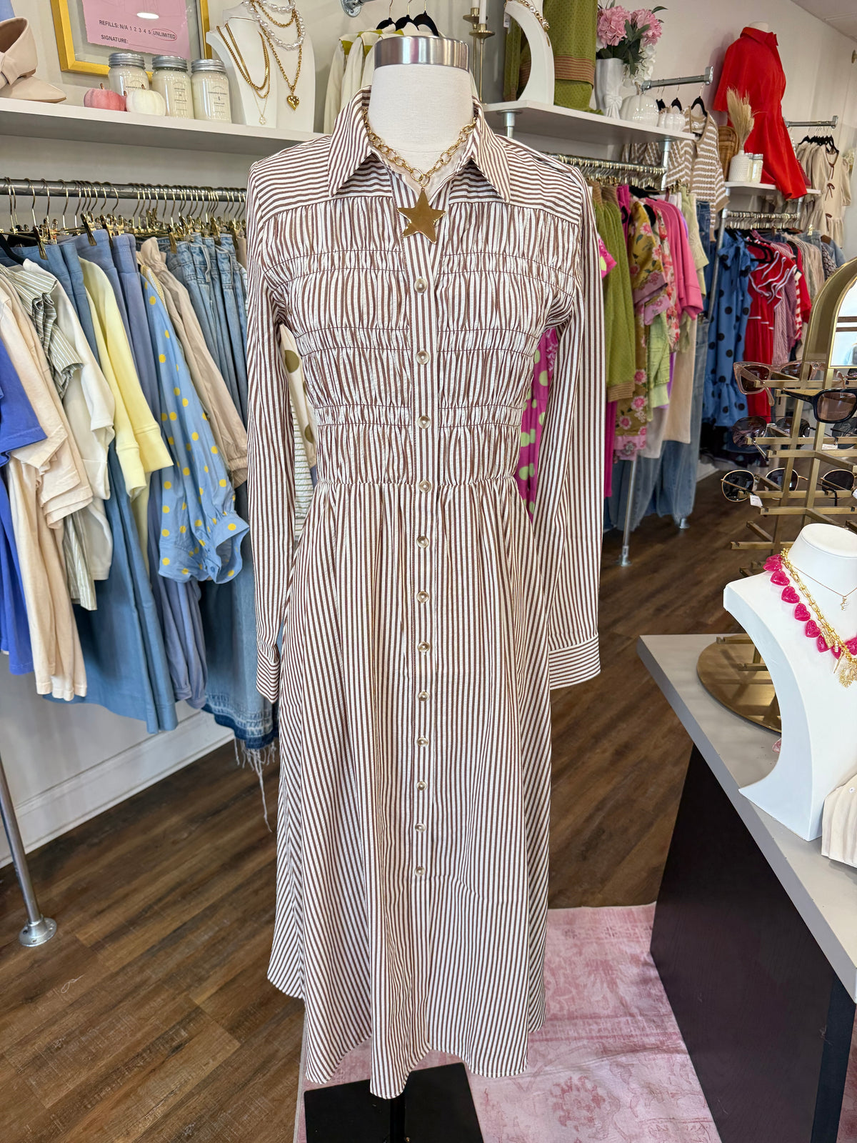 BP- Brown Stripe Collared Dress