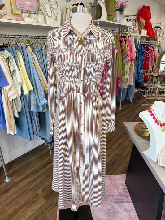 BP- Brown Stripe Collared Dress