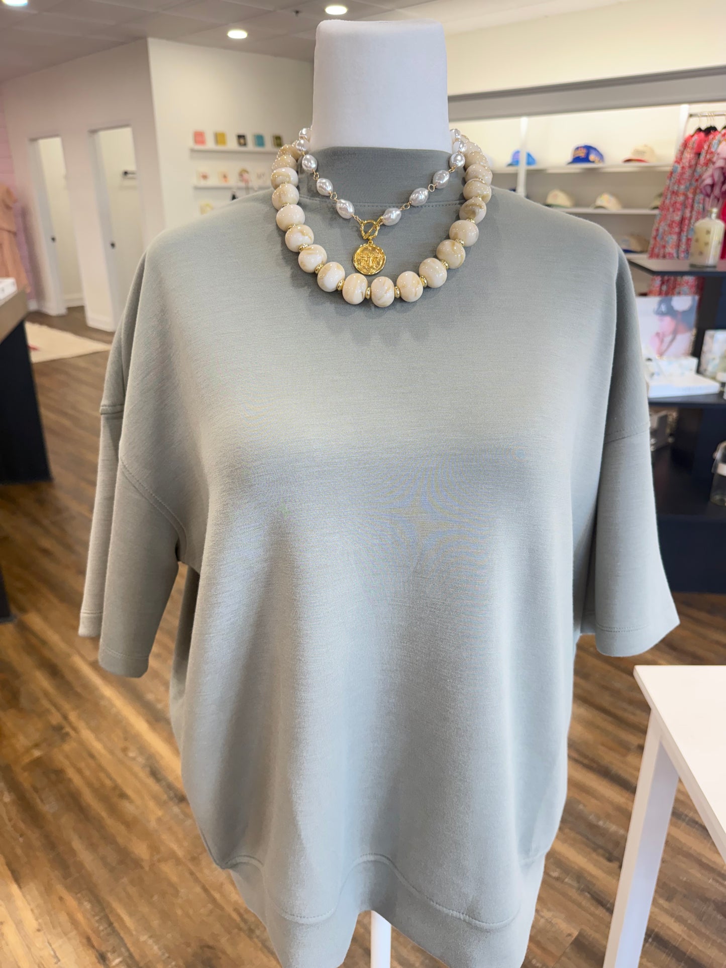 RM- Plus Dusty Sage Scuba Mock Neck