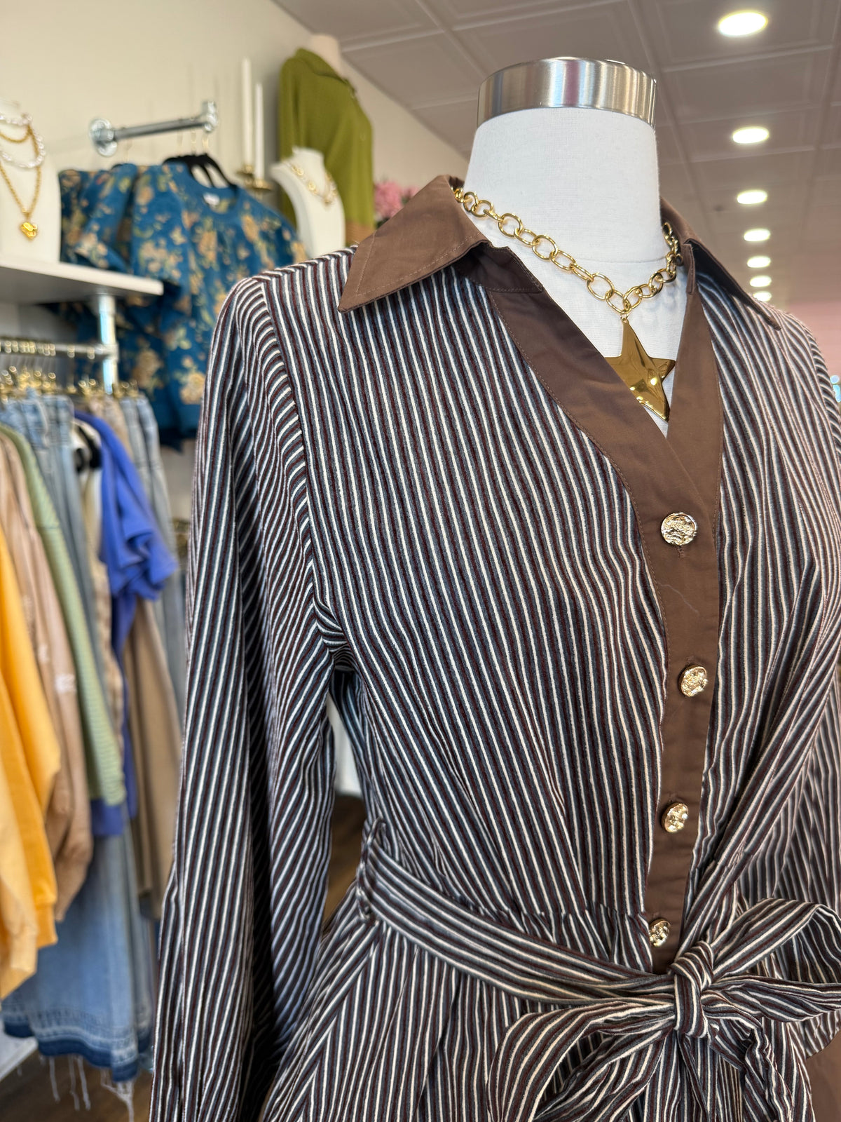 Jodifl- Brown Stripe MIni Dress