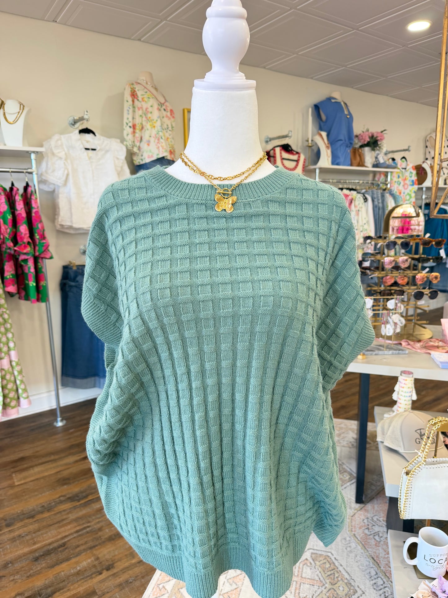 66DISCO Green Short Sleeve Sweater