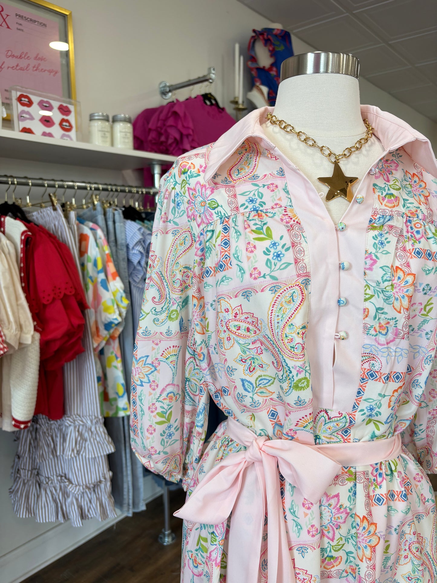 LAS- Floral Belted Mini Dress