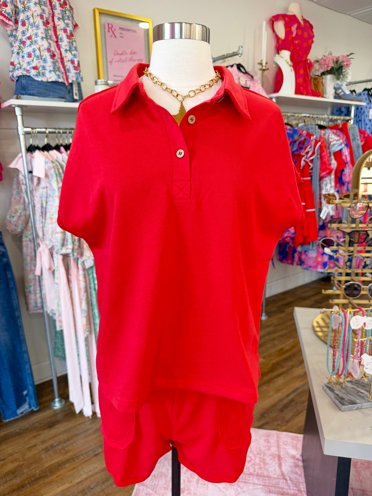 1W- Red Polo Set