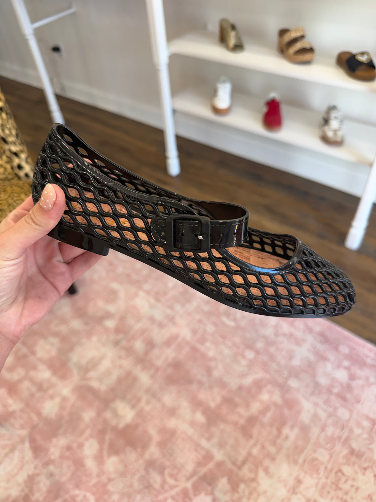 Oliccui- Black Square Toe Jelly Flat