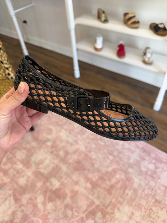 Oliccui- Black Square Toe Jelly Flat