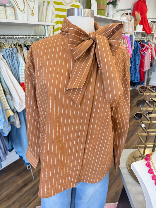 Glam- Camel Stripe Top
