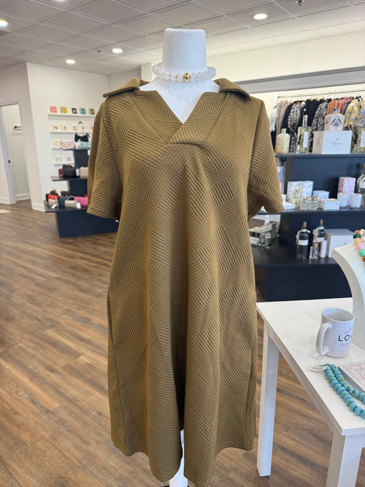 Seen- Plus Olive Puff Sleeve Dress