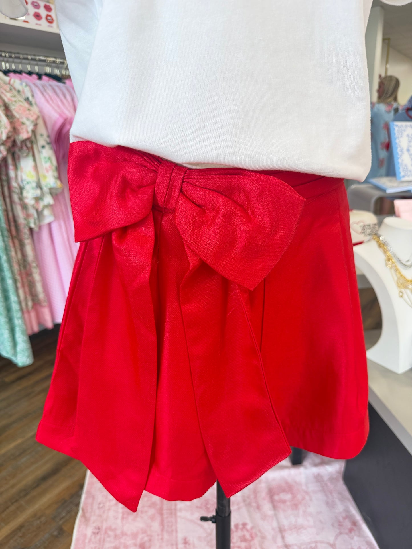 Glam- Red Bow Shorts