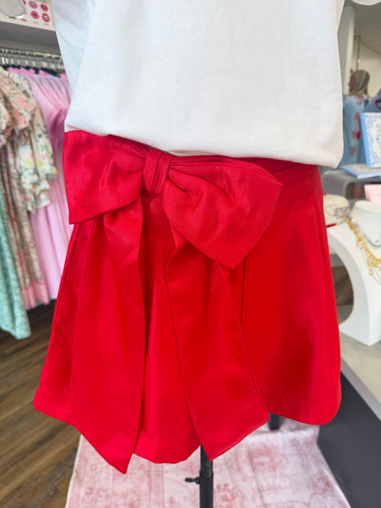 Glam- Red Bow Shorts