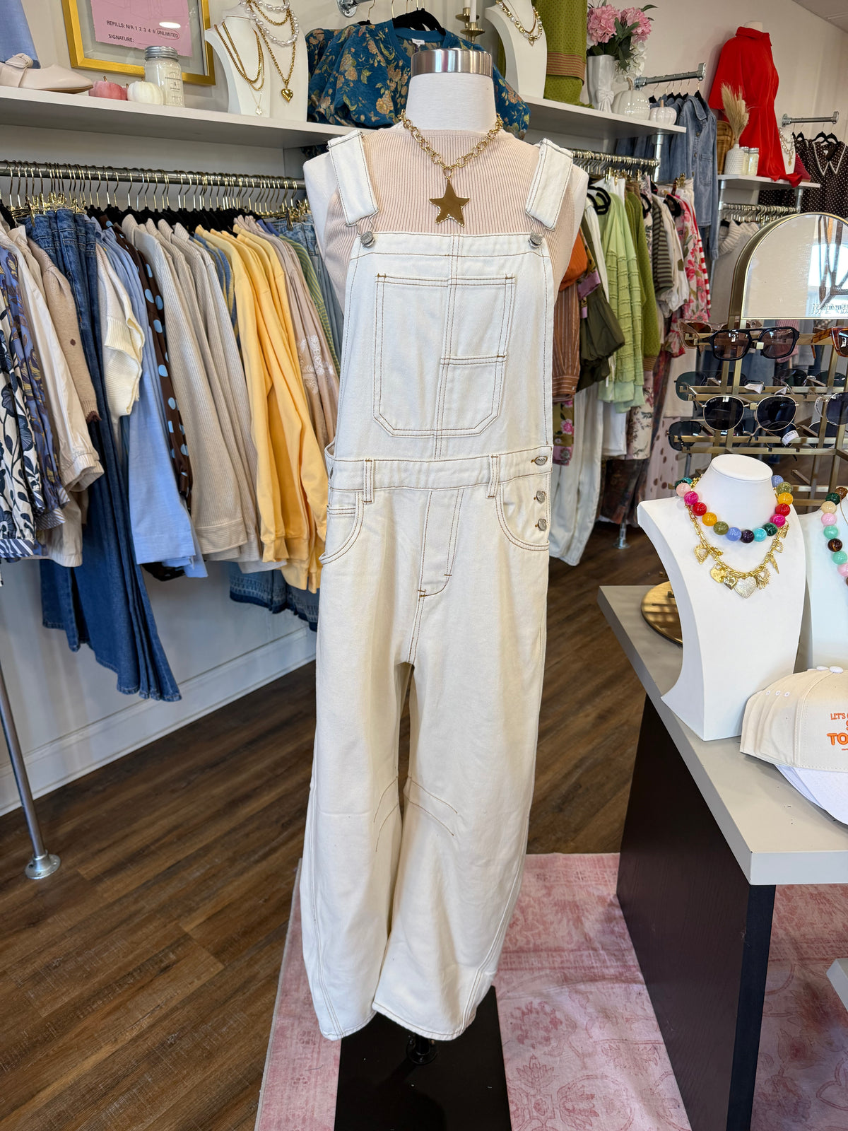 SL- Milk Denim Barrel Overalls