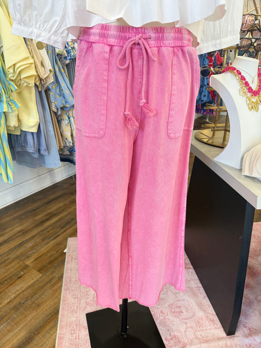 Easel- Barbie Pink Wide Leg Pants