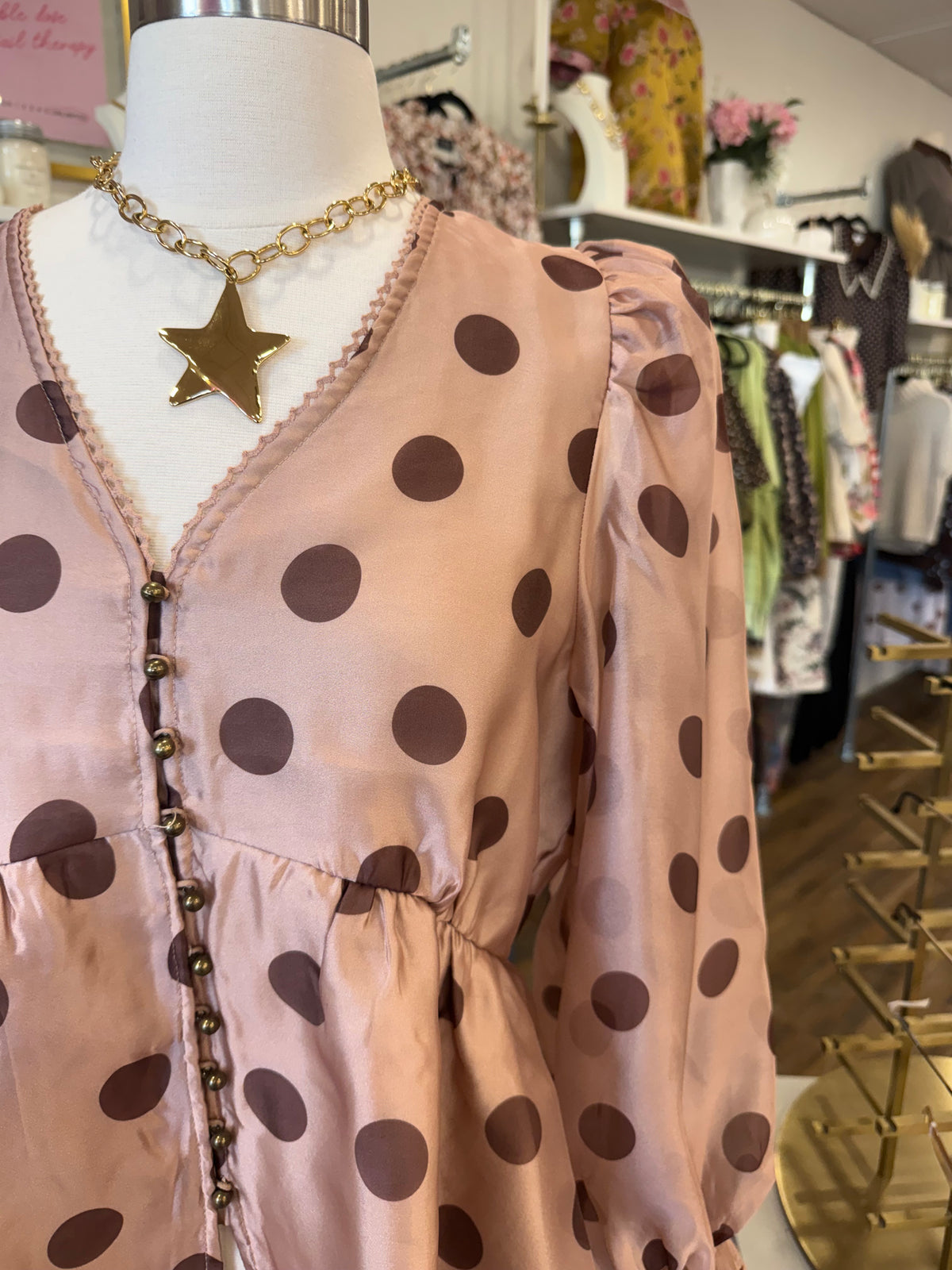 Entro- Taupe Polka Dot Top