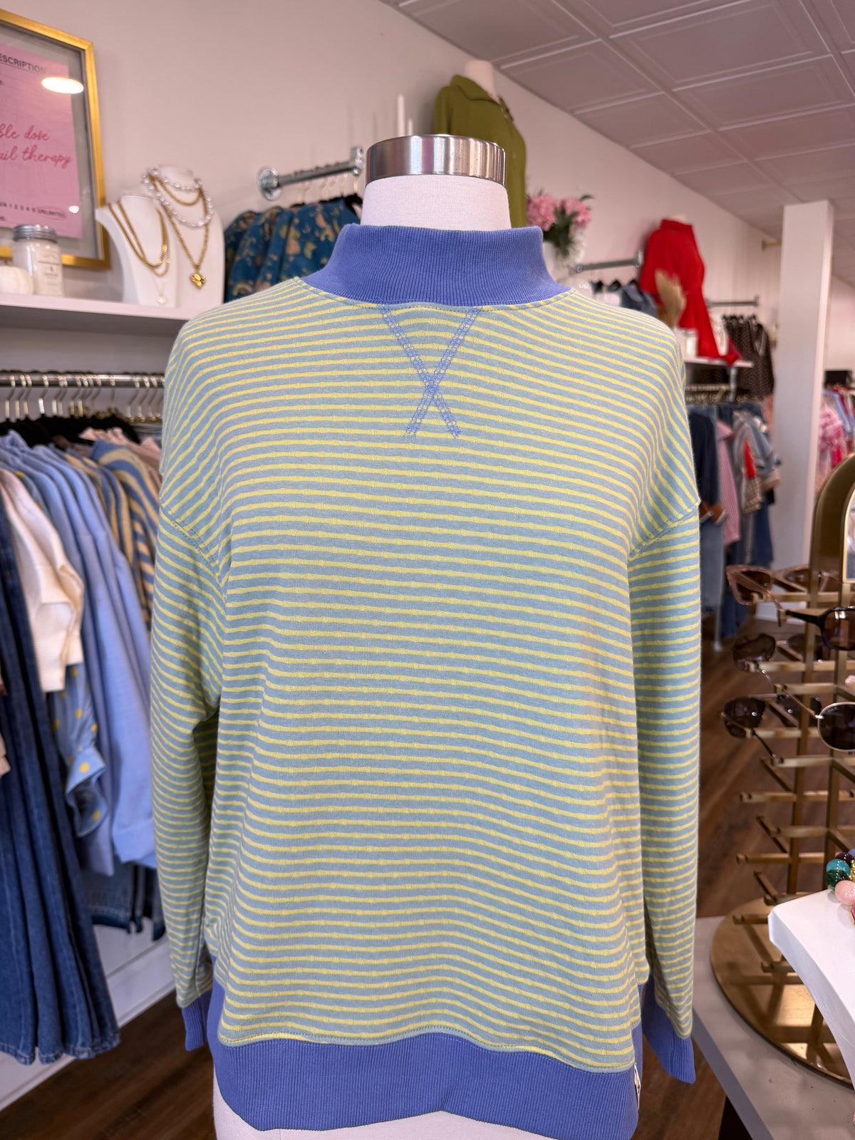 Umgee- Reversible Stripe & Polka Dot Pullover