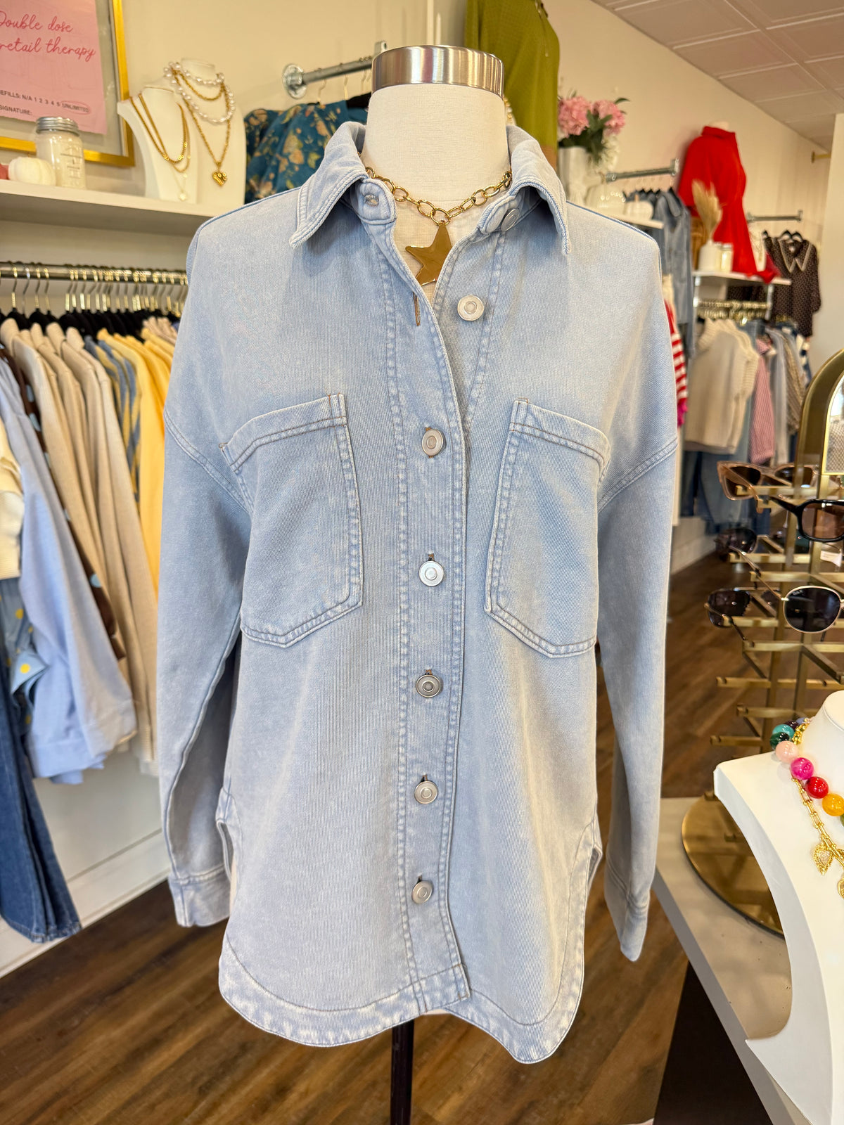 BP- Light Blue Acid Wash Shacket