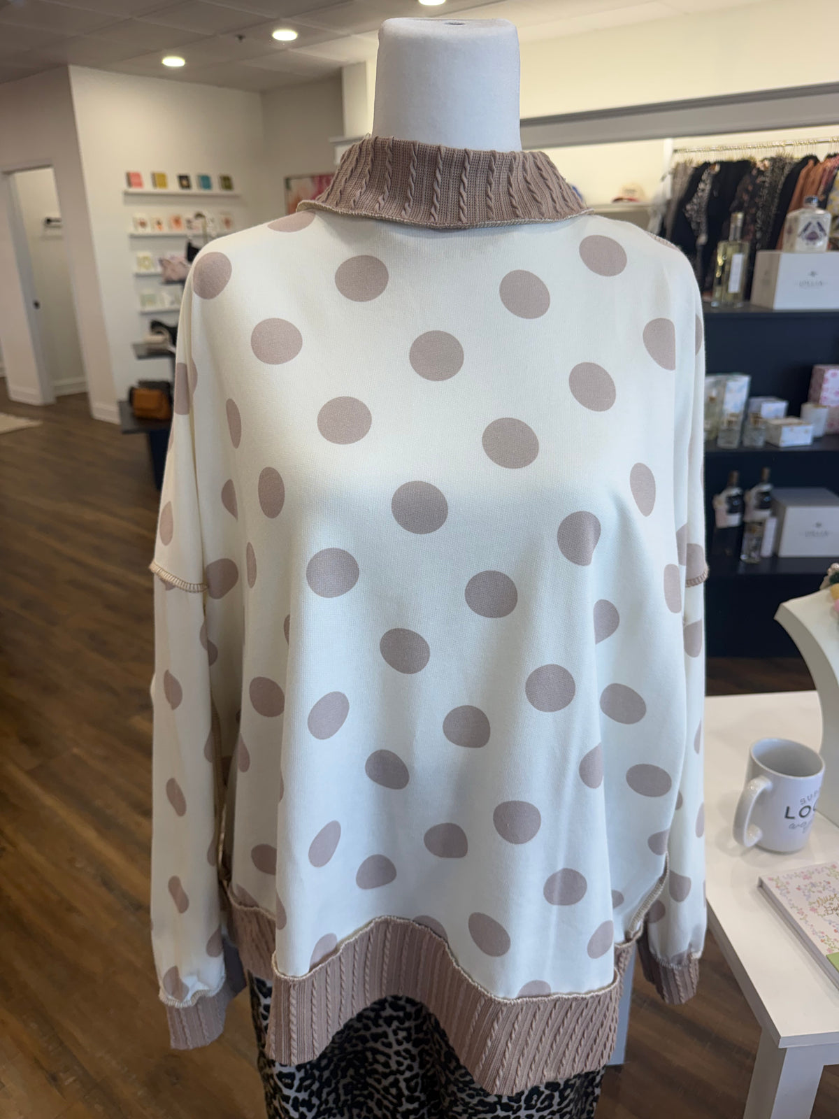 Haptics- Plus Polka Dot French Terry Top