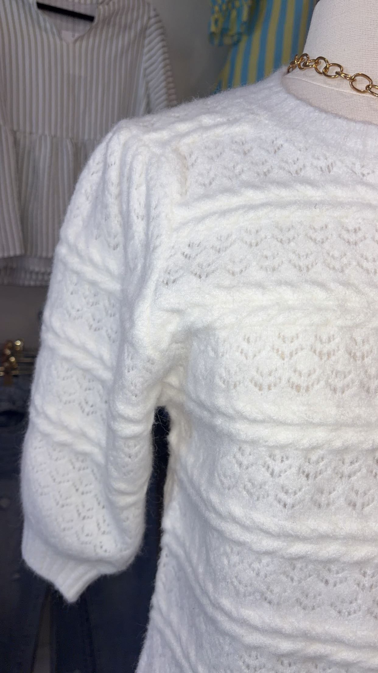 H&T- Ivory Half Sleeve Sweater