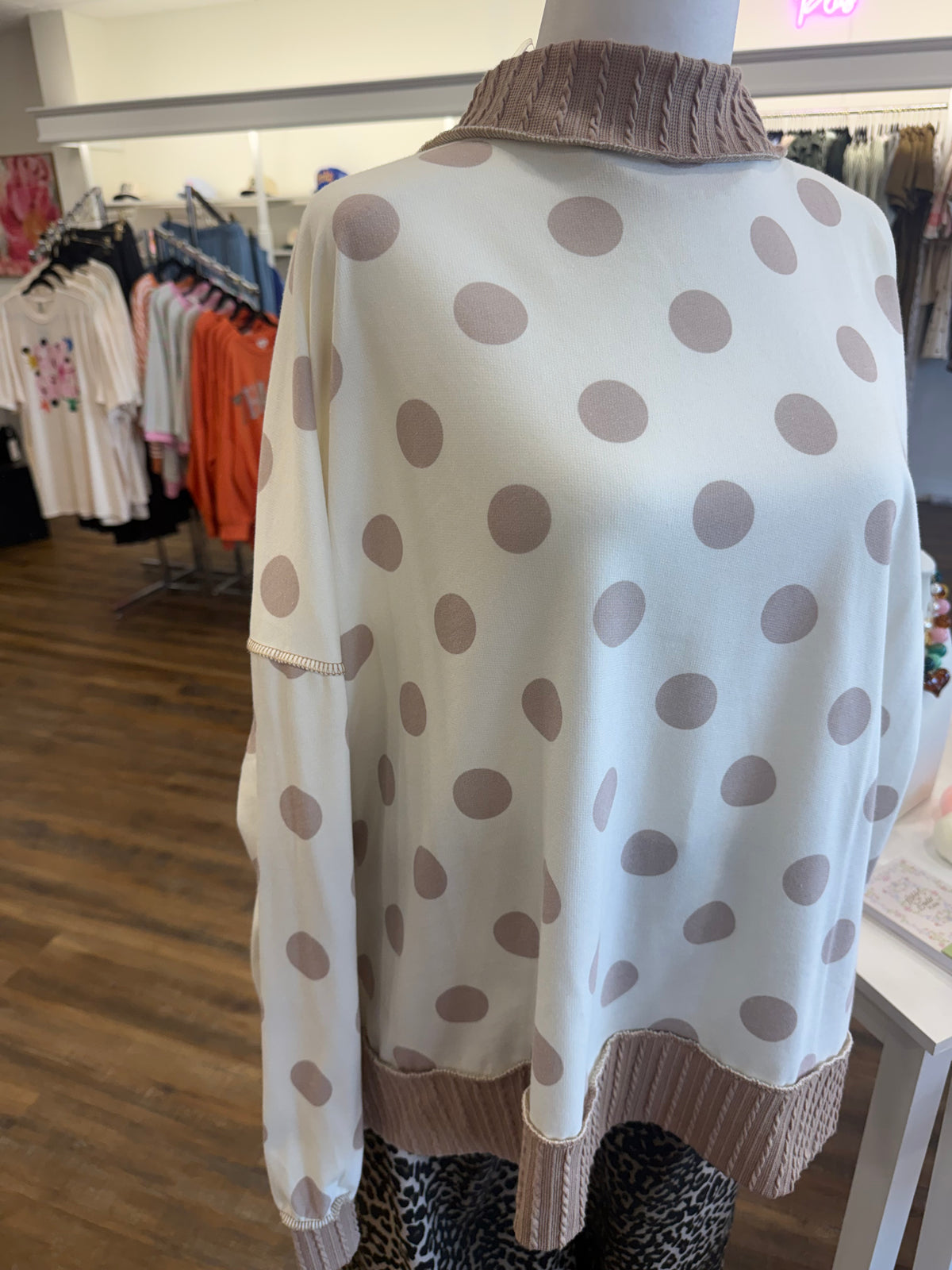 Haptics- Plus Polka Dot French Terry Top