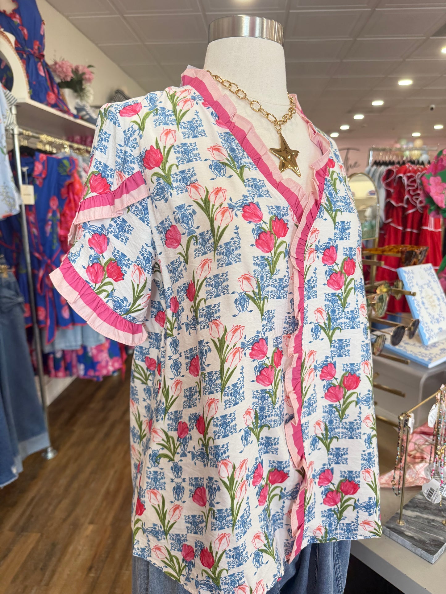 Aapparella- Floral Ruffle Blouse