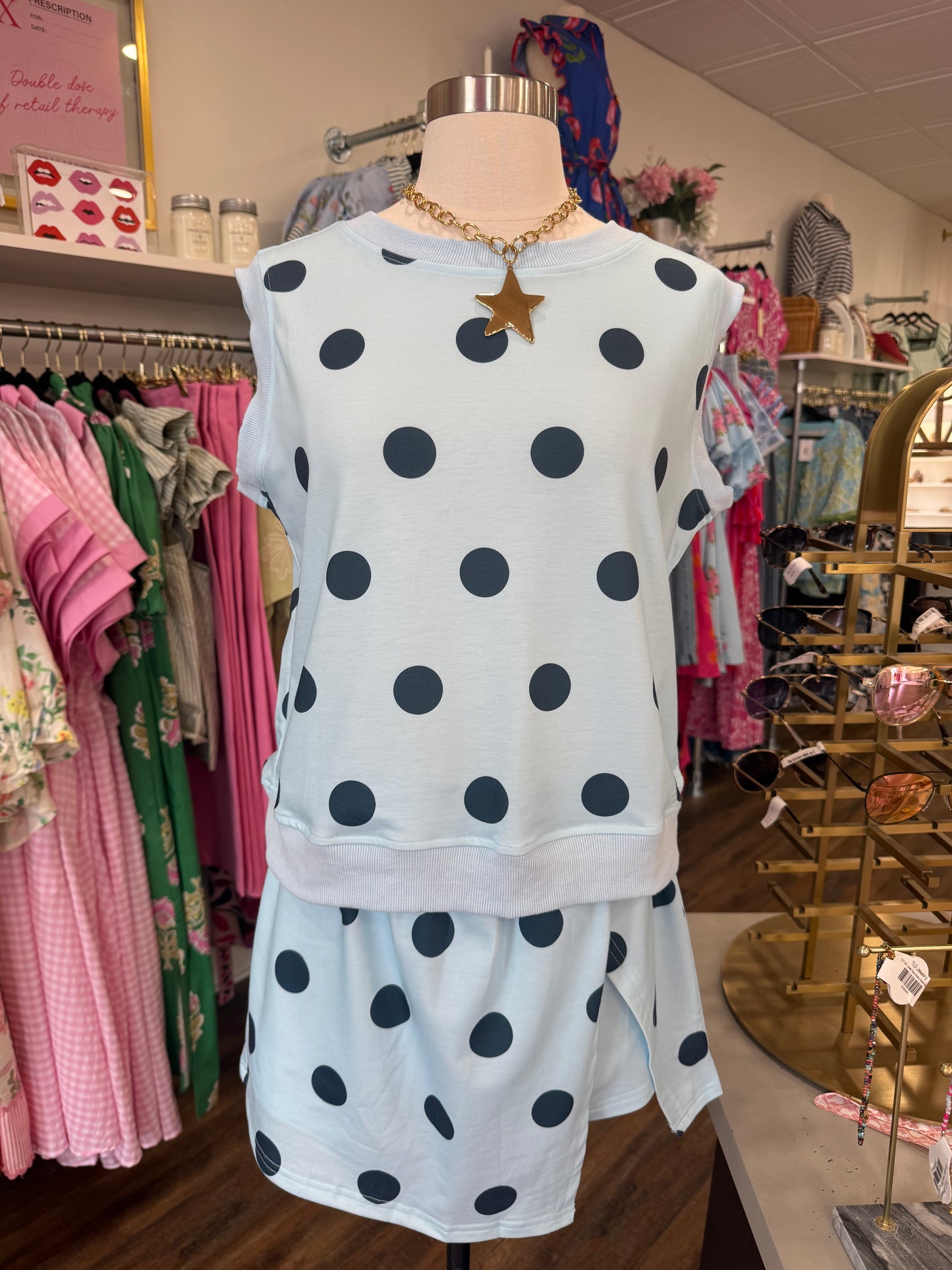 LAS- Blue Polka Dot Set