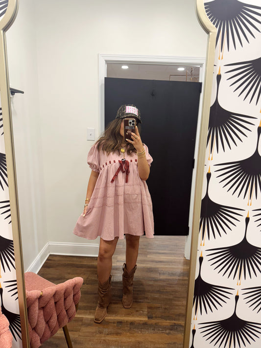 Ribbon Lace Mini Dress